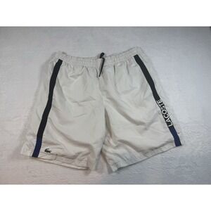 Men's Lacoste Shorts Sport Size XL White Drawstring 8" Inseam